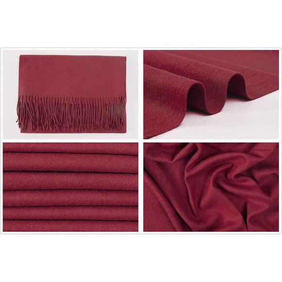 🆕Women's Dark Red Pashmina Evening Dress Bridesmaid Winter Warm Long Scarf - Picture 9 of 9